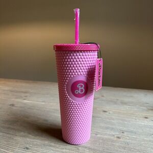 Barbie The Movie Pink Studded Tumbler Cup Hot Topic Exclusive Acrylic Pyramid